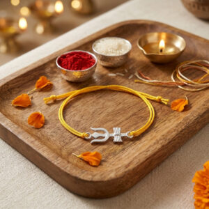 trishul silver rakhi for brother in thread