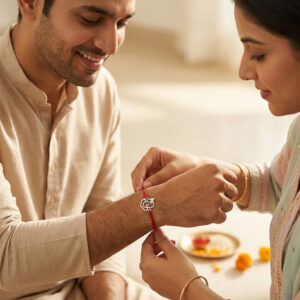 ganesh ji silver rakhi for brother in thread