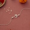 CZ Om Silver Rakhi Bracelet