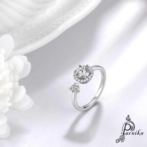 Rotating adjustable silver finger ring for women