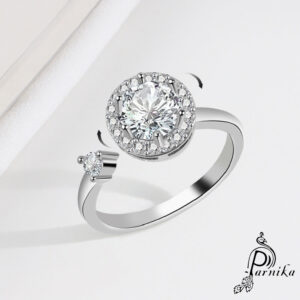 Rotating adjustable silver finger ring for women