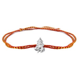 ganesh ji on mouse silver rakhi for brother in thread