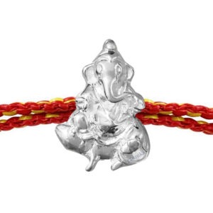 ganesh ji on mouse silver rakhi for brother in thread