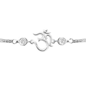 Om symbol pure silver rakhi bracelet for brother for rakshabandhan