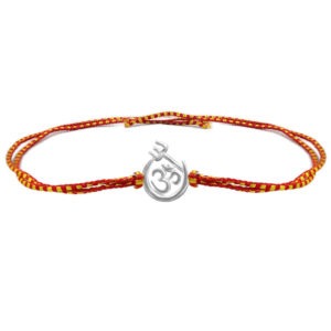 Om and trishul silver rakhi for brother in thread