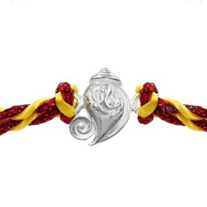 Pure silver shankh rakhi for brother for rakshbandhan with thread