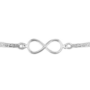 infinity symbol rakhi bracelet in silver