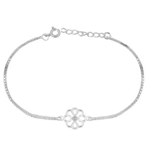 Floral rakhi bracelet in silver