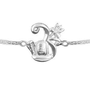 Om shivling trishul rakhi bracelet in pure silver