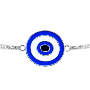 Pure silver evil eye round shape rakhi bracelet for brother for rakshabandhan
