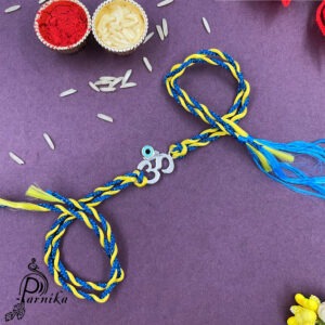 Pure silver Om symbol rakhi for brother in thread for rakshabandhan