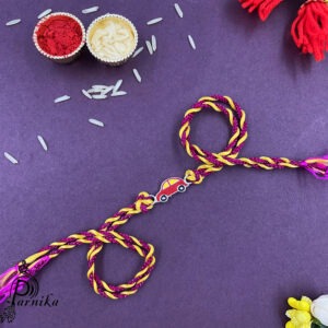 Pure silver car rakhi for brother in thread for rakshabandhan