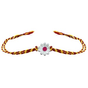 Enamel Floral Thread Rakhi with elegant floral enamel design