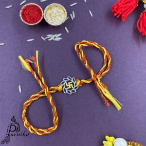 Pure silver swastik round rakhi thread rakhi for brother for raksha bandhan