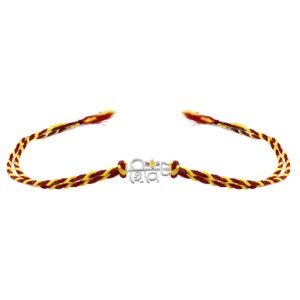 Pure silver shiv and trisul rakhi for brother