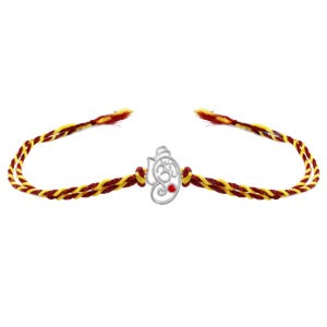 Pure silver ganeshji and om symbol rakhi thread rakhi for brother for raksha bandhan