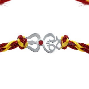 Pure silver trishul and ek omkar rakhi thread rakhi for brother for raksha bandhan