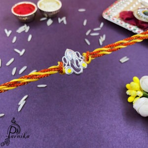 Certified silver Ganesh ji rakhi in pure silver