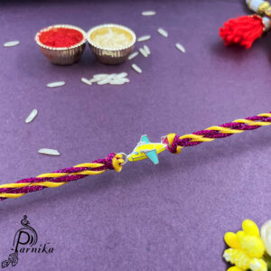 Pure silver airplane thread rakhi for brother for raksha bandhan