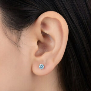 Pure silver studs with white color stone
