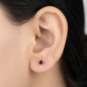 Pure silver studs with white color stone