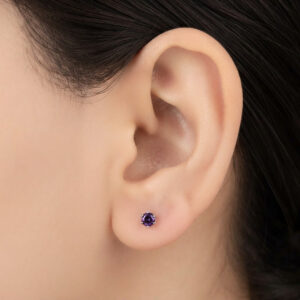 Pure silver studs with white color stone