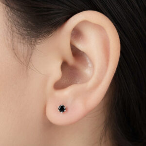 Pure silver studs with white color stone