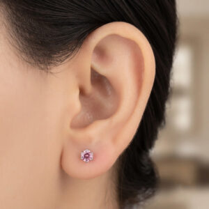 Pure silver studs with white color stone