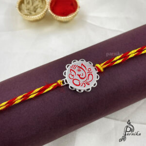 Silver ganesh rakhi in 92.5 pure silver for brother