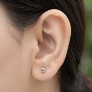 Pure silver studs with white color stone