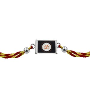 om silver rakhi - 92.5 pure certified silver rakhi
