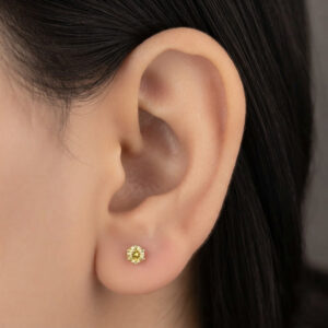 Pure silver studs with white color stone