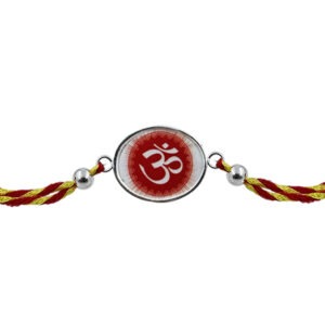 om silver rakhi - 92.5 pure certified silver rakhi