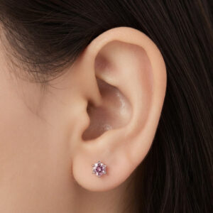Pure silver studs with white color stone