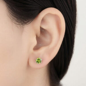Pure silver studs with white color stone
