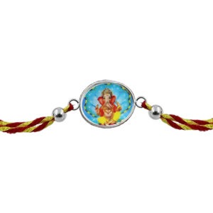 Pure silver ganesh rakhi online for brother on rakshabandhan