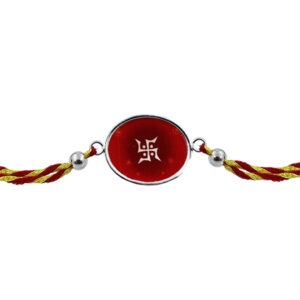 Pure silver swastik rakhi online for brother on rakshabandhan