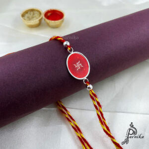 pure Silver swastika rakhi online for brother