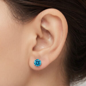 Pure silver studs with white color stone