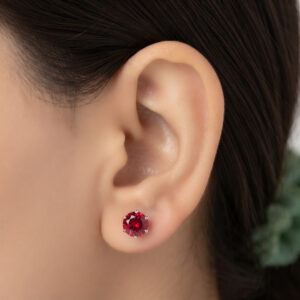 Pure silver studs with white color stone