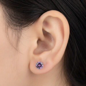 Pure silver studs with white color stone
