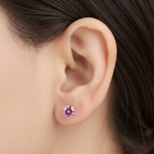 Pure silver studs with white color stone