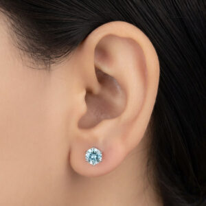 Pure silver studs with white color stone