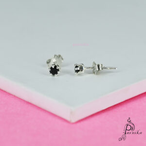 Pure silver studs with Black color stone