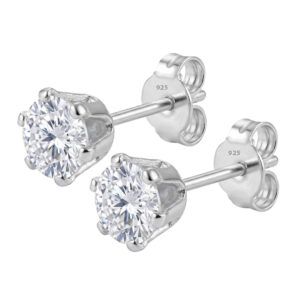 Pure silver studs with white color stone