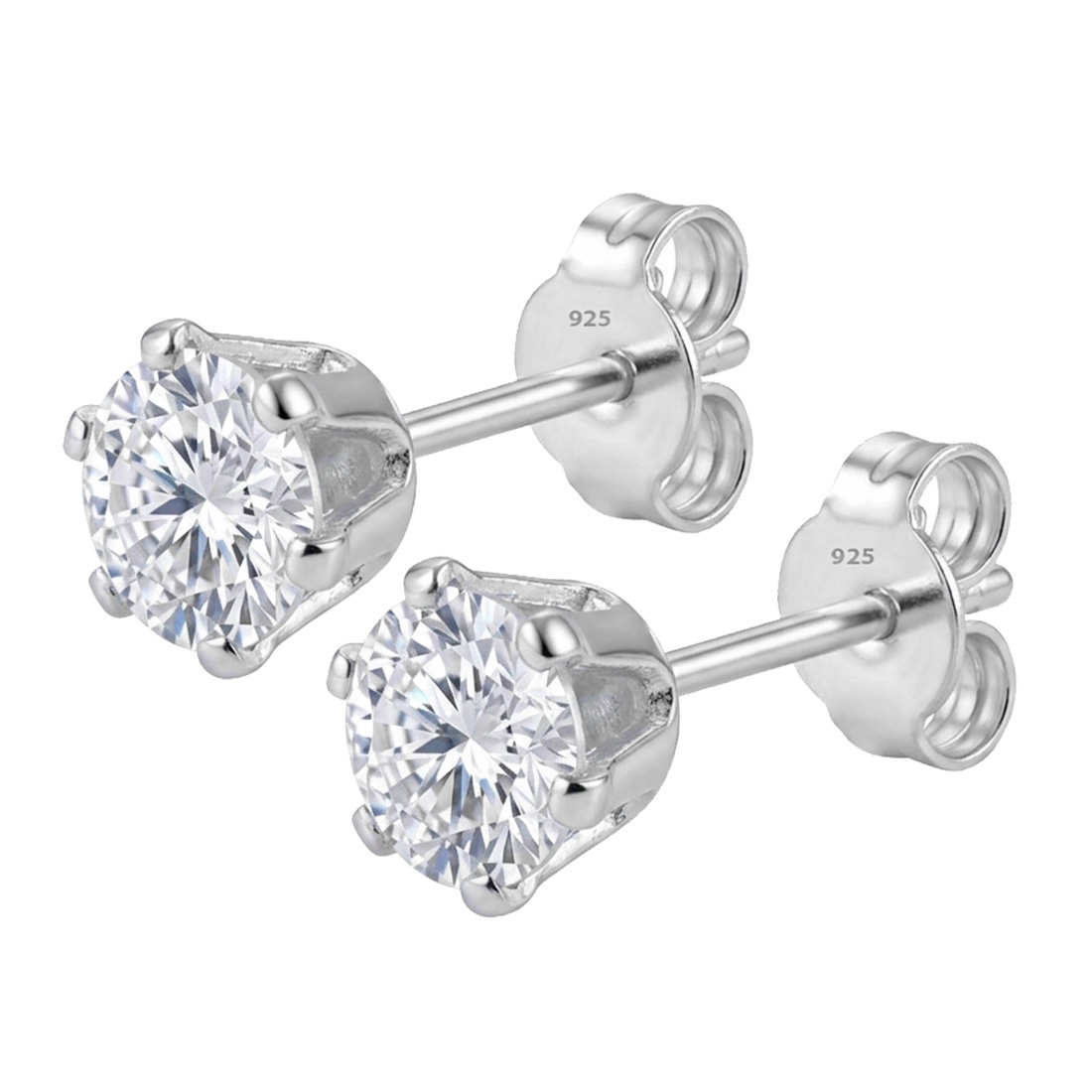 MJER0240-1 Pure silver studs with white color stone