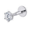 Men white stud in pure silver