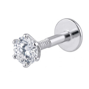 Men white stud in pure silver
