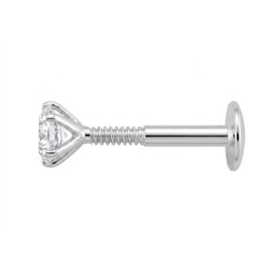Men white stud in pure silver