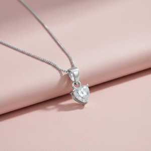 Heart shape white solitaire pendent in pure silver